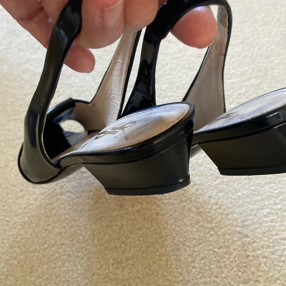 Yves Saint Laurent Black Patent sling back 1.5 inch heels, square toe si… - Picture 7 of 10